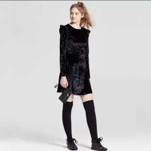 Black Crushed Velvet Dress